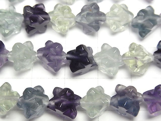 [Video] Multi color Fluorite AA++ Star Dice Shape 8x8mm half or 1strand beads (aprx.15inch/37cm)