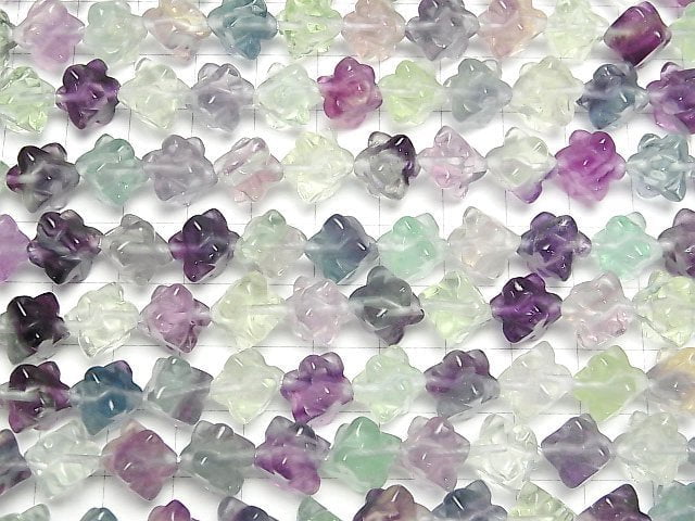 [Video] Multi color Fluorite AA++ Star Dice Shape 10x10mm half or 1strand beads (aprx.15inch/37cm)