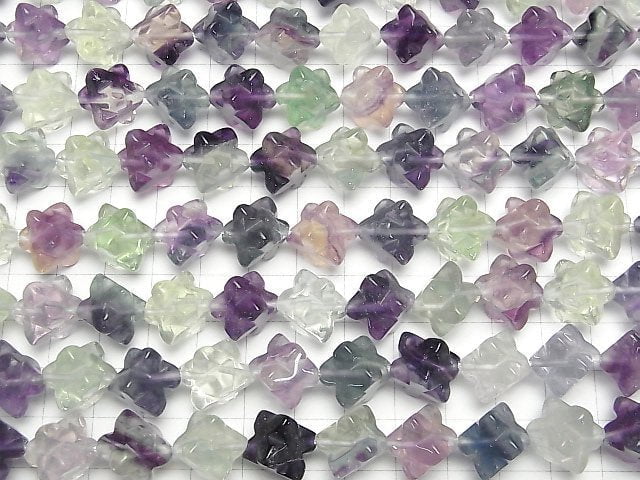 [Video] Multi color Fluorite AA++ Star Dice Shape 12x12mm half or 1strand beads (aprx.15inch/36cm)