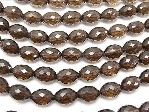 High Quality!  Smoky Quartz AAA Faceted Rice 11x8x8mm 1/4 or 1strand beads (aprx.15inch/38cm)