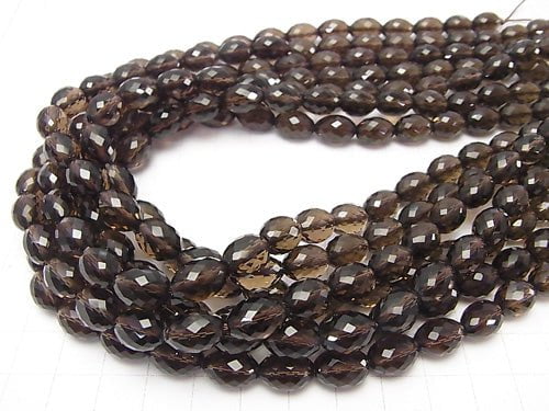 High Quality!  Smoky Quartz AAA Faceted Rice 11x8x8mm 1/4 or 1strand beads (aprx.15inch/38cm)