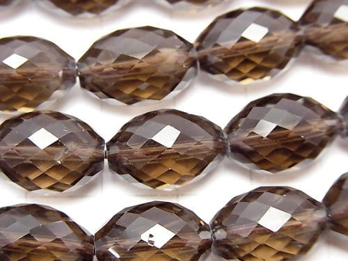 High Quality!  Smoky Quartz AAA Faceted Rice 14x10x10mm 1/4 or 1strand beads (aprx.15inch/36cm)