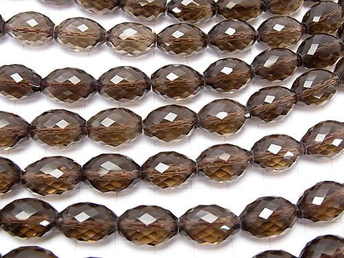 High Quality!  Smoky Quartz AAA Faceted Rice 14x10x10mm 1/4 or 1strand beads (aprx.15inch/36cm)