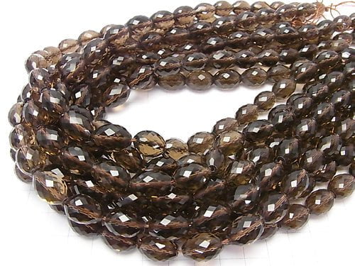 High Quality!  Smoky Quartz AAA Faceted Rice 14x10x10mm 1/4 or 1strand beads (aprx.15inch/36cm)