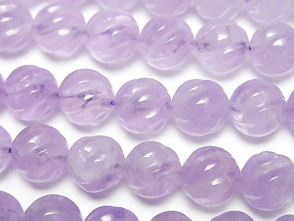 Lavender Amethyst, Round, Twist Gemstone Beads