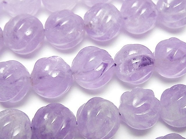 Lavender Amethyst, Round, Twist Gemstone Beads