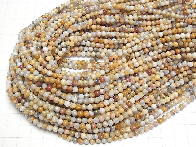 [Video] Crazy lace agate Round 4mm 1strand beads (aprx.14inch/35cm)