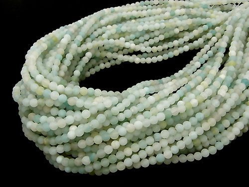 [Video] Frost Amazonite AA Round 4mm 1strand beads (aprx.15inch / 37cm)