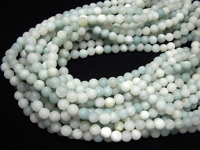 [Video] Frost Amazonite AA Round 6mm 1strand beads (aprx.15inch / 37cm)