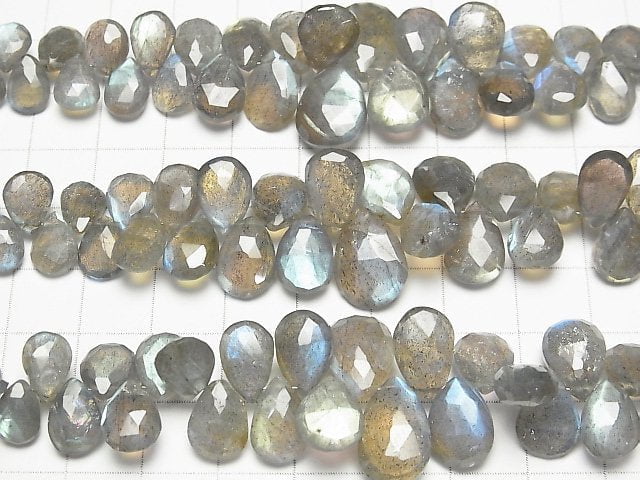 [Video]High Quality Labradorite AAA- Pear shape Faceted Briolette half or 1strand beads (aprx.7inch/18cm)