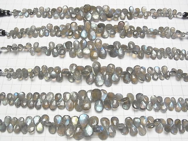 [Video]High Quality Labradorite AAA- Pear shape Faceted Briolette half or 1strand beads (aprx.7inch/18cm)