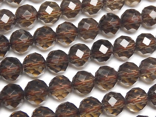 Faceted Round, Smoky Quartz Gemstone Beads