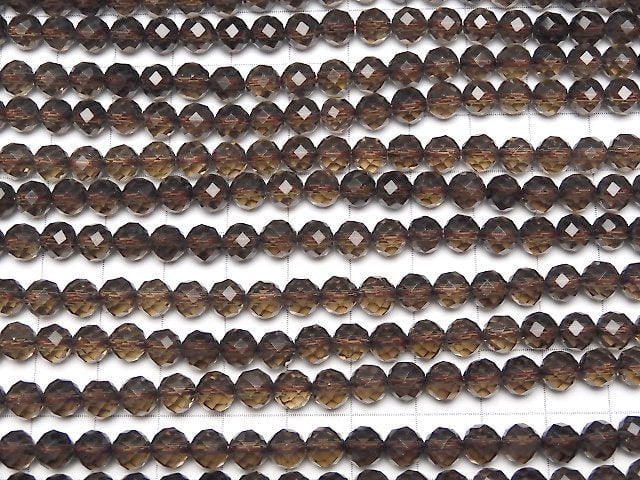 High Quality! Smoky Quartz AAA+ 64Faceted Round 6mm "Special cut" half or 1strand