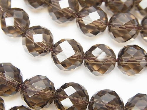 Faceted Round, Smoky Quartz Gemstone Beads