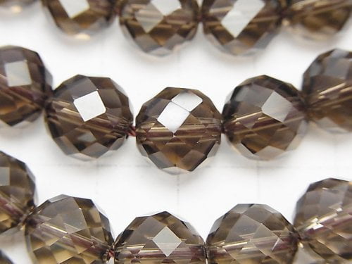 High Quality!  Smoky Quartz AAA+ 64Faceted Round 10mm "Special cut" half or 1strand