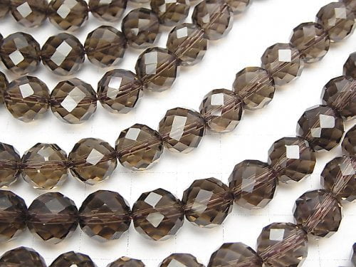 High Quality!  Smoky Quartz AAA+ 64Faceted Round 10mm "Special cut" half or 1strand