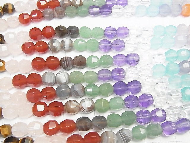 [Video]Mixed Stone  Faceted Round 10mm  half or 1strand beads (aprx.15inch/38cm)