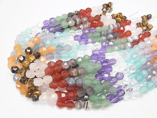 [Video]Mixed Stone  Faceted Round 10mm  half or 1strand beads (aprx.15inch/38cm)