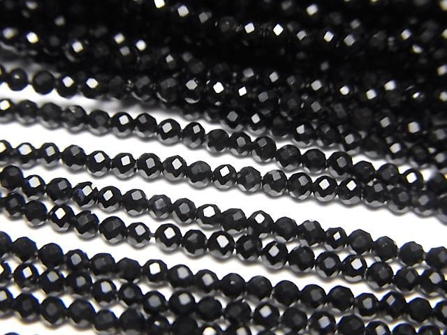 [Video]High Quality! 2pcs $8.79! Onyx Faceted Round 2mm 1strand beads (aprx.15inch/37cm)