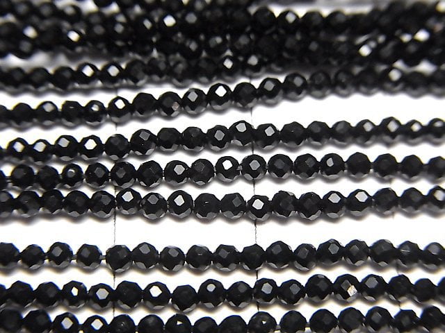 [Video]High Quality! 2pcs $7.79! Onyx Faceted Round 2mm 1strand beads (aprx.15inch/38cm)