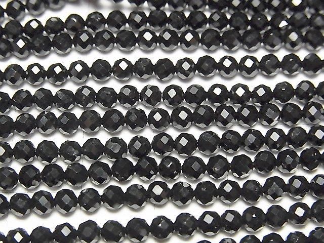 [Video]High Quality! 2pcs $8.79! Onyx Faceted Round 3mm 1strand beads (aprx.15inch/37cm)