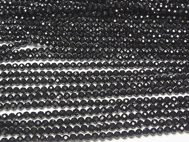 [Video]High Quality! 2pcs $8.79! Onyx Faceted Round 3mm 1strand beads (aprx.15inch/37cm)