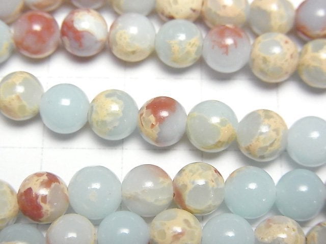 [Video] Pastel blue color Kaolinite Round 6mm 1strand beads (aprx.15inch / 37cm)