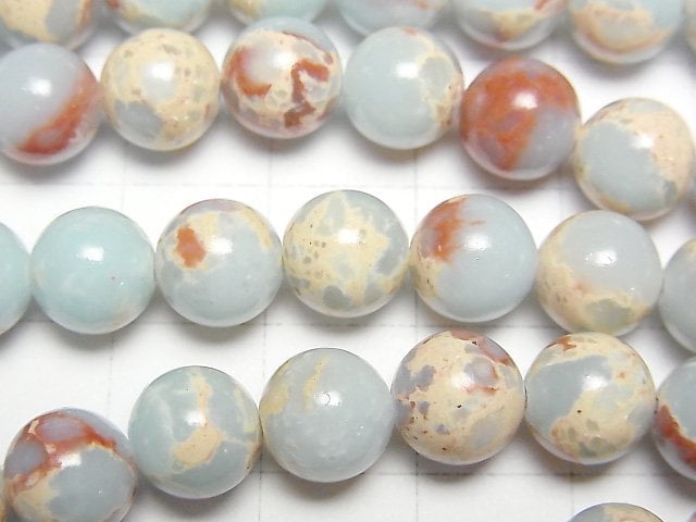 [Video] Pastel blue color Kaolinite Round 8mm 1strand beads (aprx.15inch / 37cm)