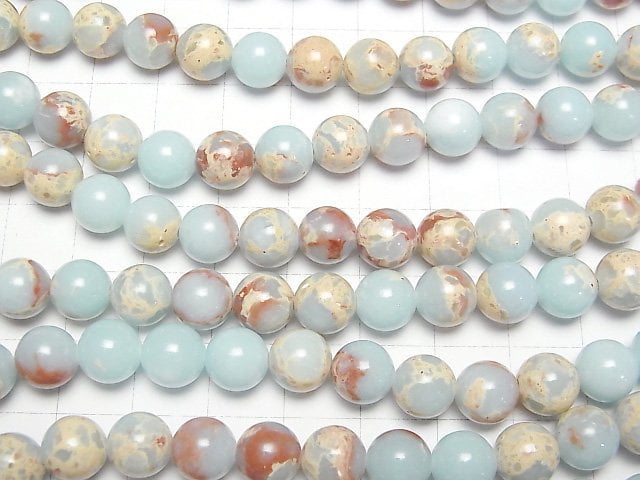 [Video] Pastel blue color Kaolinite Round 8mm 1strand beads (aprx.15inch / 37cm)