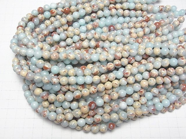 [Video] Pastel blue color Kaolinite Round 8mm 1strand beads (aprx.15inch / 37cm)