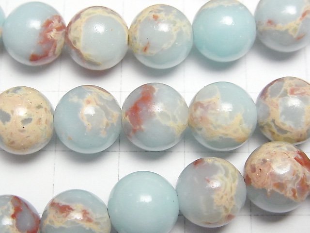 [Video] Pastel blue color Kaolinite Round 10mm half or 1strand beads (aprx.15inch/36cm)