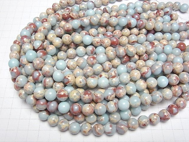 [Video] Pastel blue color Kaolinite Round 10mm half or 1strand beads (aprx.15inch/36cm)