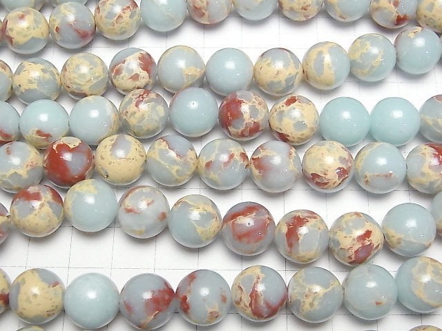 [Video] Pastel blue color Kaolinite Round 12 mm half or 1 strand beads (aprx.15 inch / 36 cm)