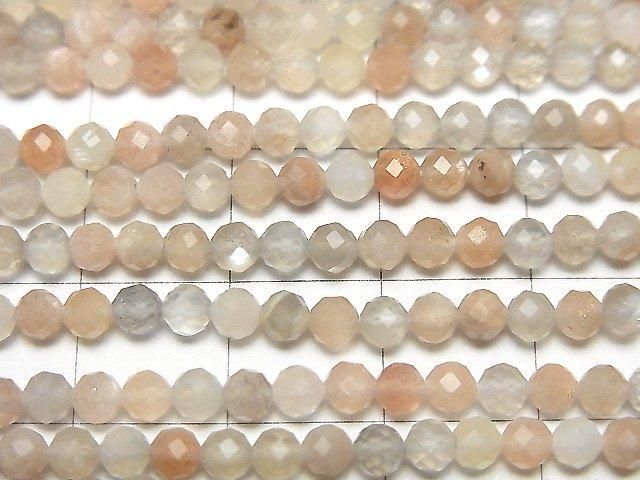 多色月光石 AAA 刻面圓珠 3mm 1串 (約15英吋/36公分)高品質！