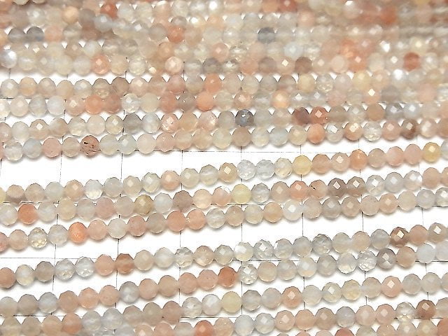 [Video]High Quality! Multicolor Moonstone AAA Faceted Round 3mm 1strand beads (aprx.15inch/36cm)