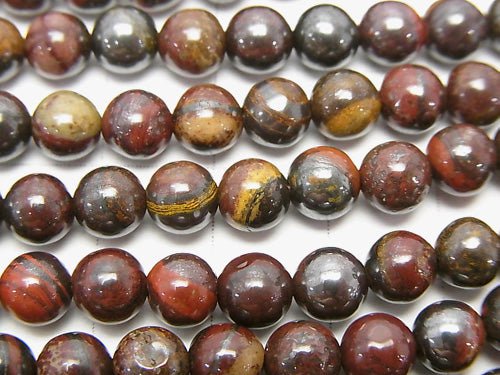 [Video] Iron Tiger's Eye Round 6mm 1strand beads (aprx.15inch/37cm)