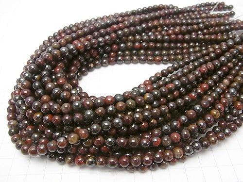 [Video] Iron Tiger's Eye Round 6mm 1strand beads (aprx.15inch/37cm)