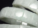 [Video] Pastel Green! Burmese Jadeite AAA- 2-Hole Rectangle 15x12x6mm 1strand (Bangle Bracelet)