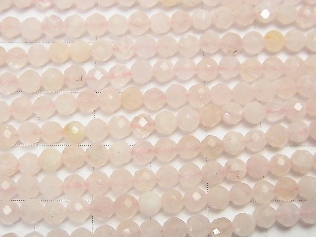 [Video] High Quality!  Morganite AA 32Faceted Round 4mm 1strand beads (aprx.15inch/37cm)