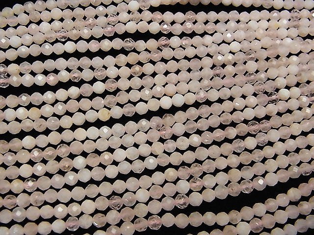 [Video] High Quality!  Morganite AA 32Faceted Round 4mm 1strand beads (aprx.15inch/37cm)