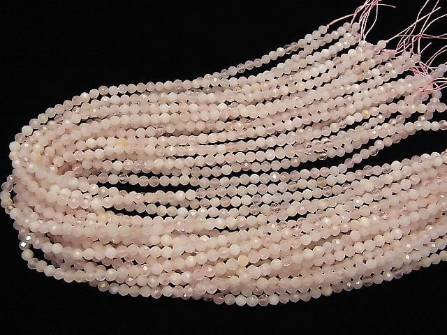 [Video] High Quality!  Morganite AA 32Faceted Round 4mm 1strand beads (aprx.15inch/37cm)