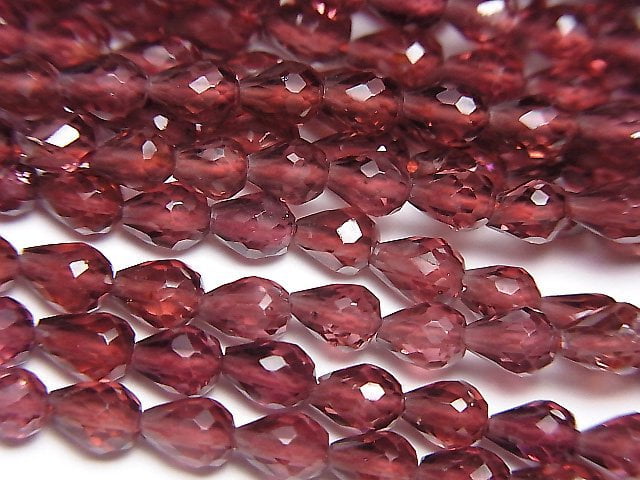 [Video]High Quality Mozambique Garnet AAA Vertical Hole Faceted Drop half or 1strand beads (aprx.14inch/34cm)