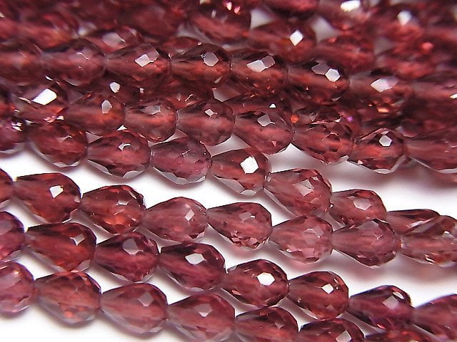 [Video]High Quality Mozambique Garnet AAA Vertical Hole Faceted Drop half or 1strand beads (aprx.14inch/34cm)