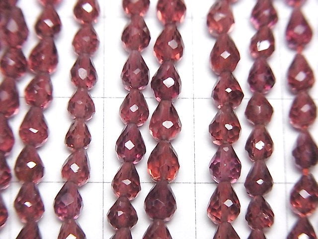 [Video]High Quality Mozambique Garnet AAA Vertical Hole Faceted Drop half or 1strand beads (aprx.14inch/34cm)