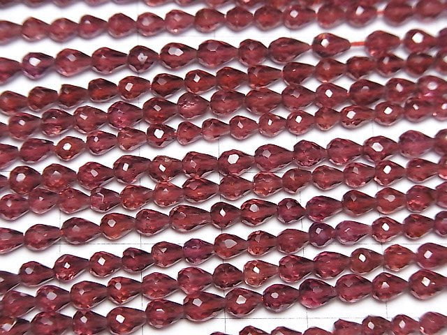 [Video]High Quality Mozambique Garnet AAA Vertical Hole Faceted Drop half or 1strand beads (aprx.14inch/34cm)