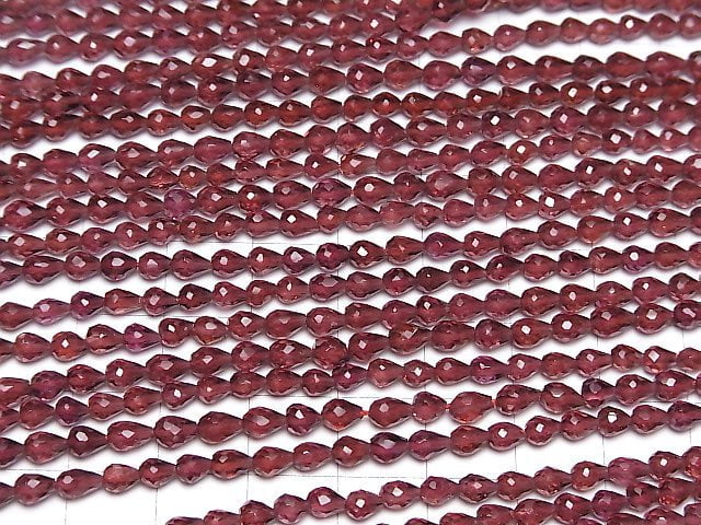 [Video]High Quality Mozambique Garnet AAA Vertical Hole Faceted Drop half or 1strand beads (aprx.14inch/34cm)