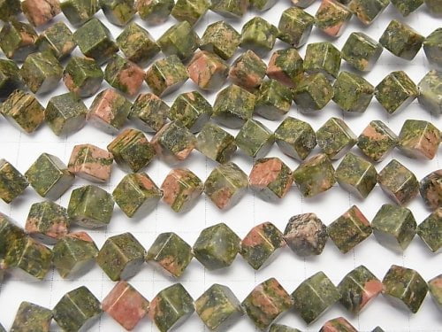 1strand $7.79! Unakite Dice 9x9x9 1strand beads (aprx.15inch / 37cm)