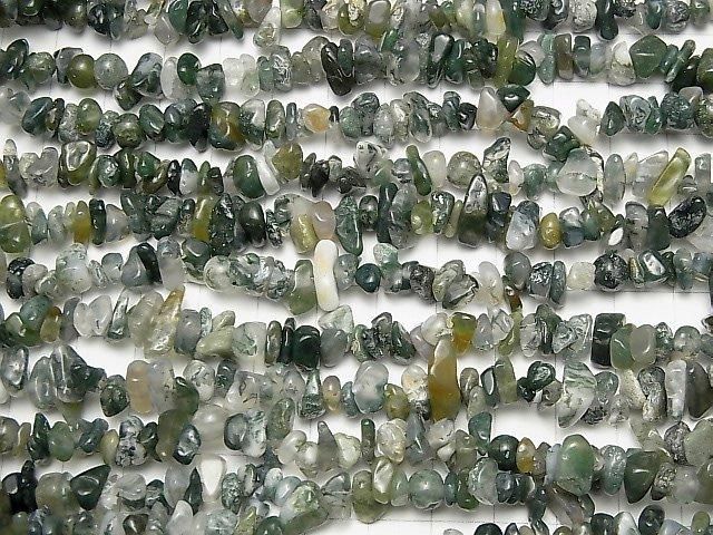 Moss Agate  Chips  1strand beads (aprx.31inch/78cm)