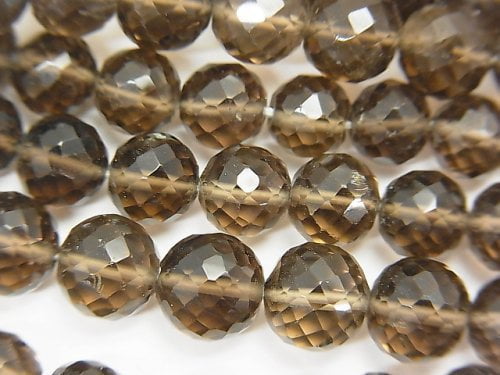 Faceted Round, Smoky Quartz Gemstone Beads