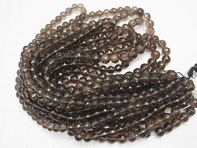 High Quality Smoky Quartz AAA Faceted Round 6-7mm  half or 1strand beads (aprx.16inch/40cm)